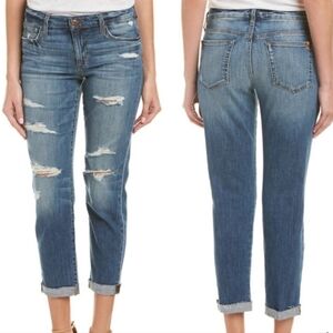 Joe's Jeans Boyfriend Slim Crop, Medium Destructed Wash, Low Rise, Sz 28, EUC!